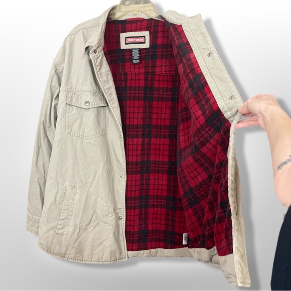 Vintage CRAFTSMAN Layered Canvas Work Jacket Plaid Flannel Fleece Lined Mens XXL - Picture 6 of 9